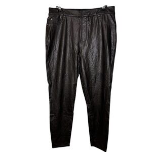Spanx Faux Leather Pull On Leggings Pants Womens XL Stretchy Baddie Biker Black